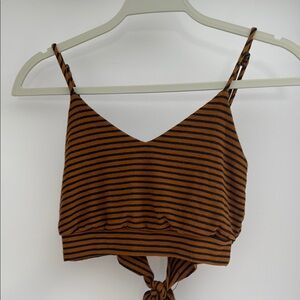 Fashion Nova Brown and Black Crop Tie Front Camisole
